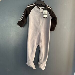 Adidas Black and Gray Footie One Piece with Raglan Sleeves NWT